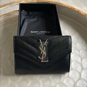 Saint Laurent Black Textured Leather Wallet